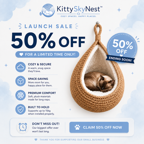 KittySkyNest™ - Handwoven Hanging Cat Cocoon