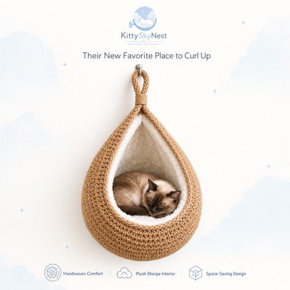 KittySkyNest™ - Handwoven Hanging Cat Cocoon