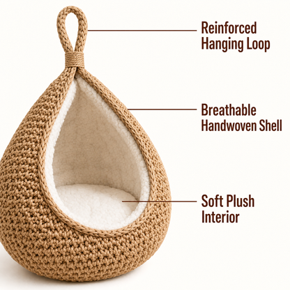 KittySkyNest™ - Handwoven Hanging Cat Cocoon